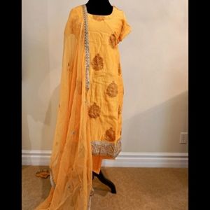 Orange kurta, 3 pieces, L